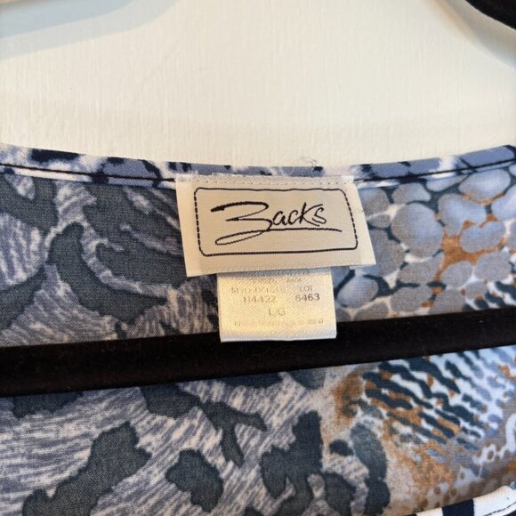 Vintage Animal Print Top Blue Brown Abstract Size Large - Picture 4 of 7